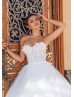 White Lace Tulle Corset Back Wedding Dress